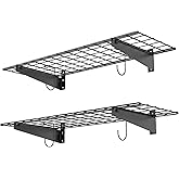 WALMANN 2 Pack Garage Wall Mount Shelves, 45x15 inch Wall Mounted Storage Shelves for Garage Heavy Duty Floating Shelf, Holds Up to 220 lbs(Black)