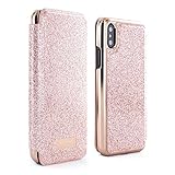 Ted Baker PERI Mirror Folio Case for iPhone Xs/X, Premium Folio Cover for Professional Women/Girls - Rose Gold