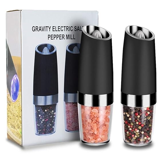 WHITE DEER Elektrische Pfeffermühle, Salz und Pfeffermühle, Unbefüllt Kunststoff Glas, Elektrische Pfeffermühle Mit Justierba