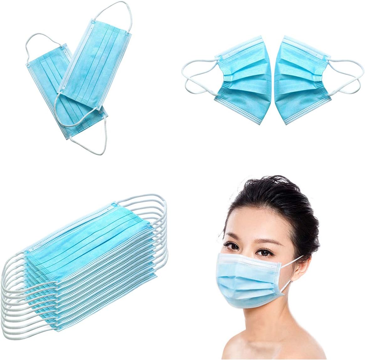 50Pcs Thick Disposable 3-Layer Masks, Anti Dust Breathable Disposable Earloop Mouth Face Mask, Comfortable PM 2.5 Masks