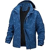 Chaos World Men's Rain Jacket With Hood Windbreaker Lightweight Waterproof Raincoat Trench Coat Camping Gear