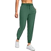 Soothfeel Women's Joggers with Zipper Pockets Lightweight Running Gym Travel Casual Workout Athletic Joggers Pants for Women Green