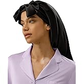 LilySilk 100% Mulberry Silk Sleep Cap Women Extra Long Tie Bow Silk Bonnet Night Hair Wrap