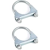 QWORK U-Bolt Muffler Tip Exhaust Hook, 2-1/4" OD 2Pcs Stainless Steel Universal Silencer Exhaust Clip