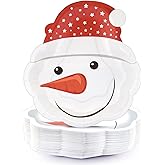FUNIXY Christmas Paper Plates 50 Count Snowman Disposable Party Plates for Dessert Dinner Appetizer Salad Cake Cookies Merry Christmas Holiday Dinnerware Party Decoration Supplies
