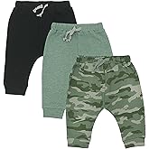 AIUI-HARNSBORN Baby 3 Pack Flexy Pants and Leggings, Infant Boys Girls Tapered Ankle Jogger Pants