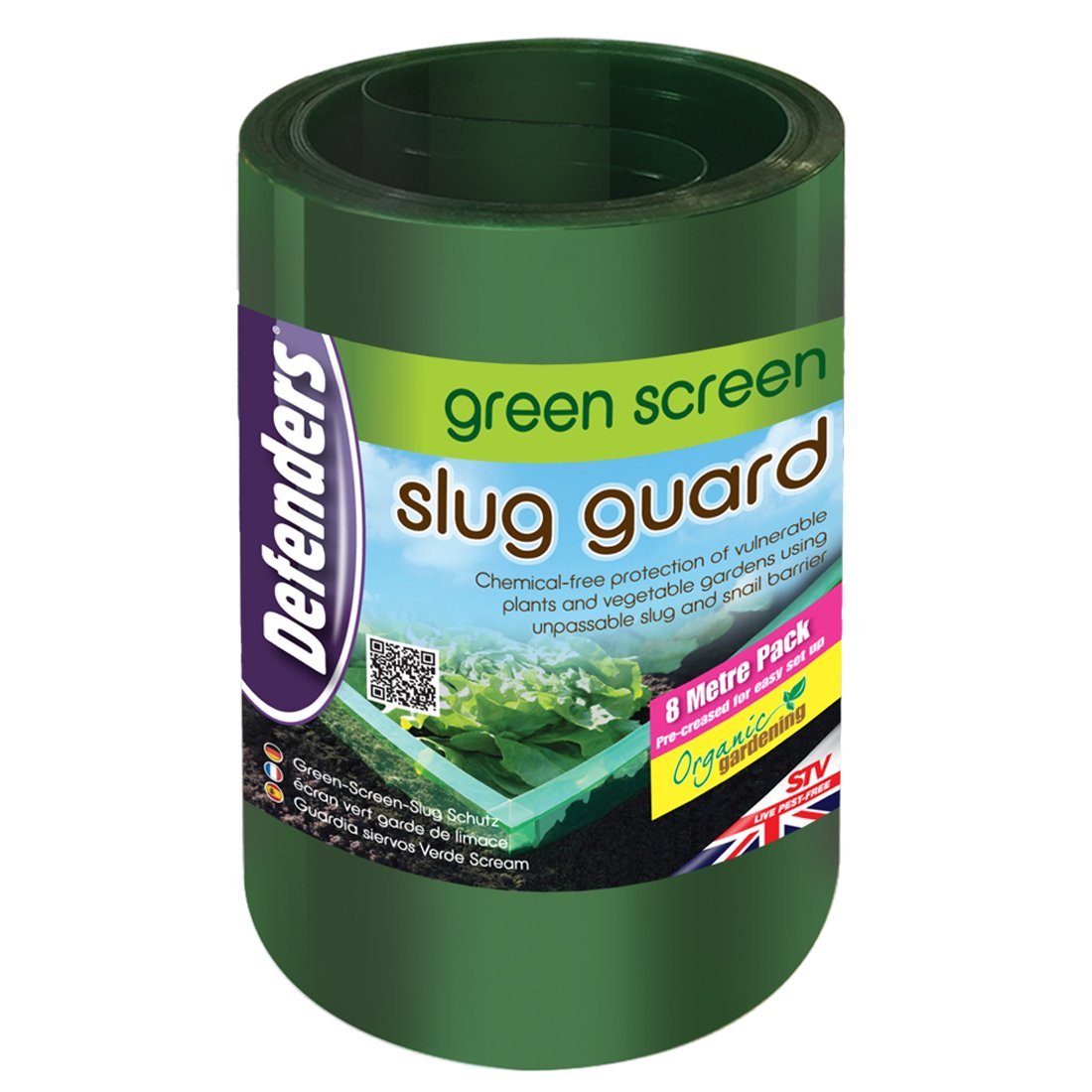 Defenders 8 m Green Screen Slug Guard (Easy to Use, Pre-Folded Slug and Snail Barrier, Protects Plants, Suitable for Natural, Organic Gardening) - Pack of 1