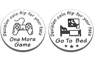 KINMES Funny One More Game Coin Gift, Gag Coin for Gamers Christmas Stocking Stuffers for Men Game Lover Him Birthday Valentines Day Gifts for Adult Men Brother Decision Maker Coin for Boyfiend