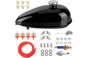 TIMZH 4L Metal Fuel Tank with Cap, Petcock, Filter, Line for 2 Stroke 49-80cc Motorized Bike, Motorcycle
