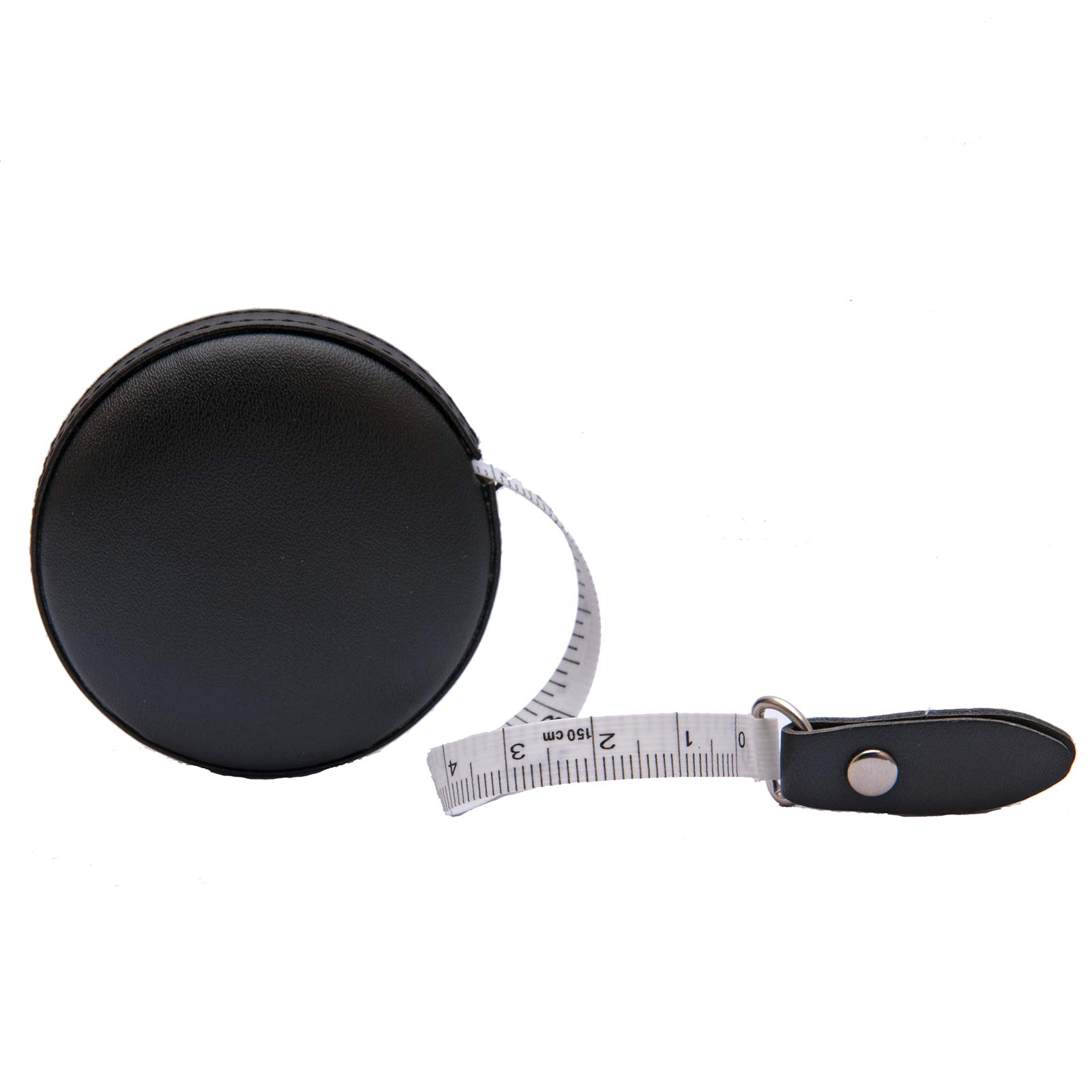 1Pcs 60 Inch/1.5 Meter Widen Leather Retractable Tape Measure, Small Sewing Tape Measure for Tailors and Designers (Black)