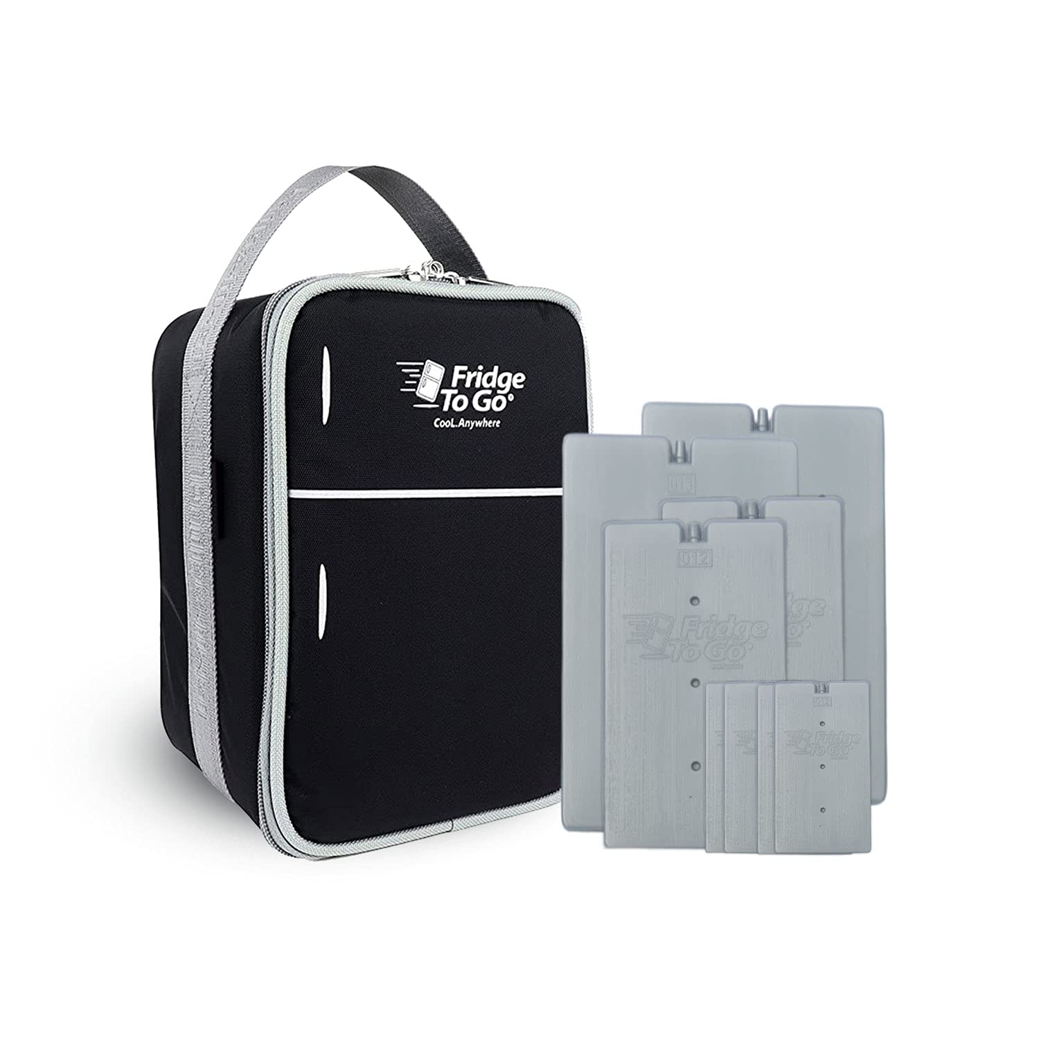 Fridge-To-Go Cool Lunch Bag with 16hrs Cooling Time (6 Cans/4L) — Portable Cooler Bag with Ice Packs (8) — 420D Oxford Nylon Small Cool Bag for School, Office, and Transportation of Medicine