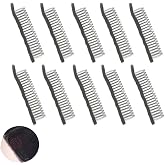 ArrErr 10 Pack Wig Comb Long 20 Teeth Clips Black Wire with Cloth Sewing Combs Wearing Holder for Wig Caps Making Finished Wigs Secure Attachment Hairpiece DIY Hair Extension