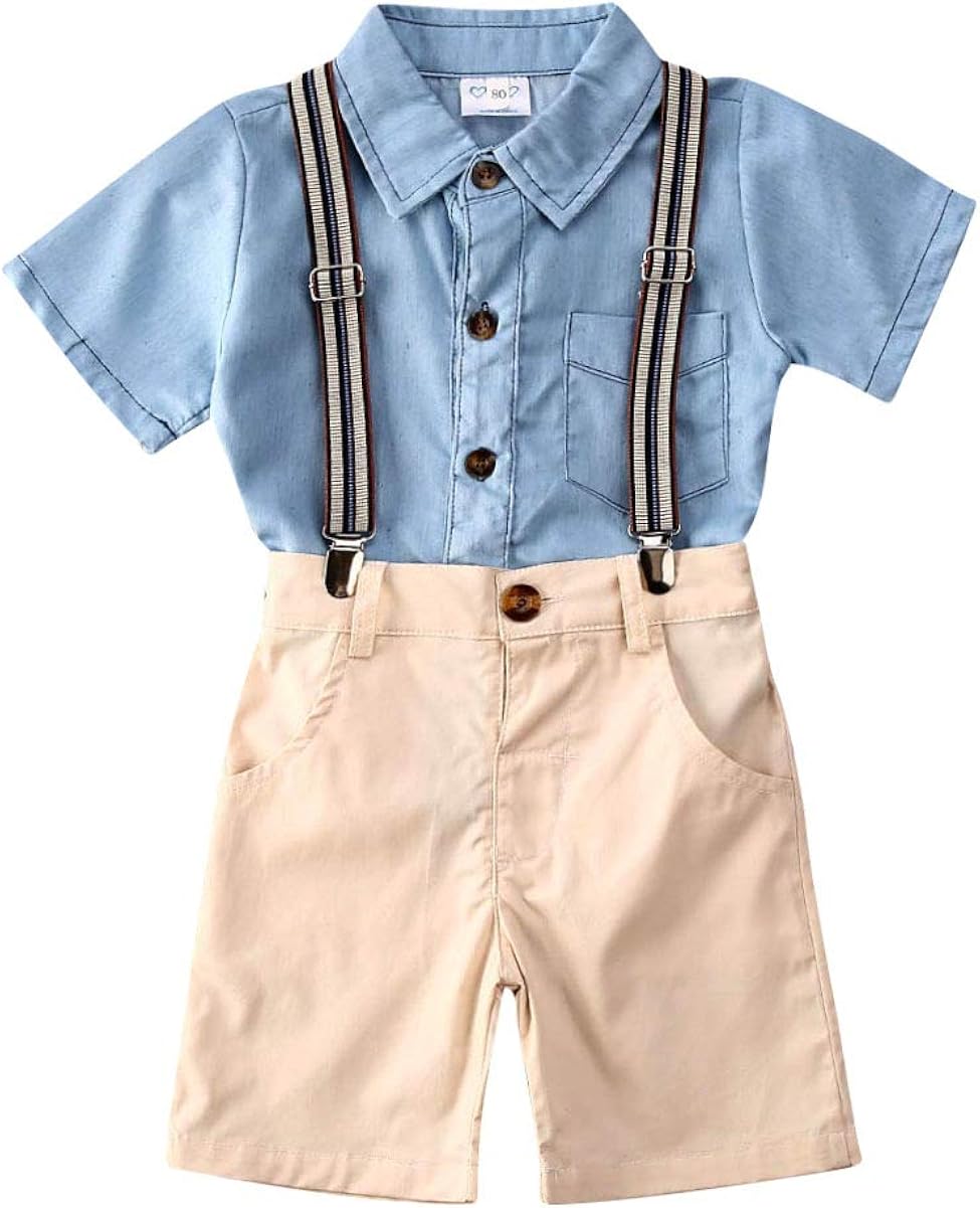 baby boy khaki shorts with suspenders
