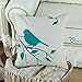 CaliTime Set of 4 Canvas Throw Pillow Covers Cases for Couch Sofa Home Decoration Vintage Birds Tree Branches Silhouette 18 X 18 Inches Black/Teal