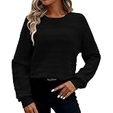 Pink Queen Womens Crew Neck Long Sleeve Ribbed Knit Pullover Tops Loose Casual Sweater Jumpers Fashion Trendy 2026