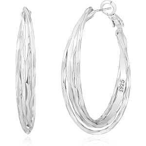 Geveay Gold Hoop Earrings for Women Hypoallergenic Lightweight Twisted Hoops Earrings Trendy Chunky Large Big Mobius Gold Ear