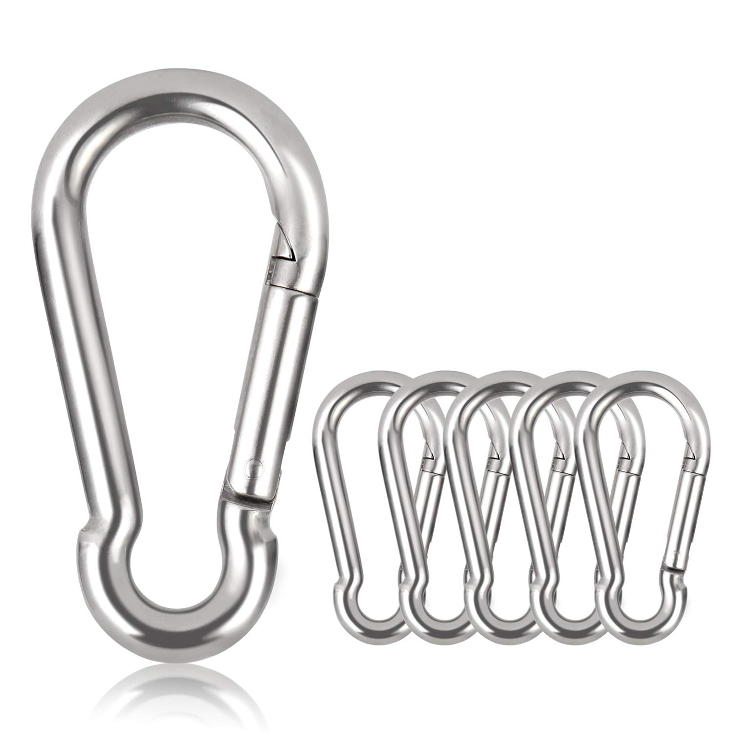 Carabiner Key Ring Carabiner Hook 80 mm x φ8 mm Load Capacity up to 250 kg Climbing Hook Galvanised (Pack of 6)