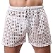 TiaoBug US Mens Hollow Openwork Drawstring Lounge Underwear Boxer Shorts White Size Medium