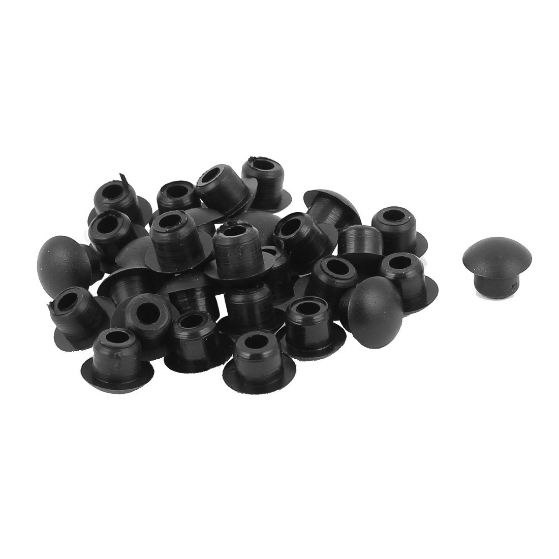 sourcing map Plastic Flush Type Wiring Hole Tube Insert Caps 6mm Dia 30 Pcs Black