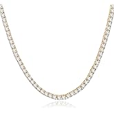 Kose 4 Prong Tennis Necklace for Women and Men- 18k white/yellow gold plated chains and 5A 3.0mm Round Cubic Zirconia Cut Faux Diamond Tennis Chain| Festival gifts |Size 16/18/20inch