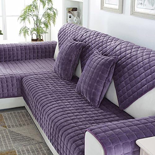 Plush Corner Sofa cover,Modern Anti-slip Sofa towel,Sectional Sofa shield Fadeless Couch covers For Living room 1-piece-D 90x240cm(35x94inch)