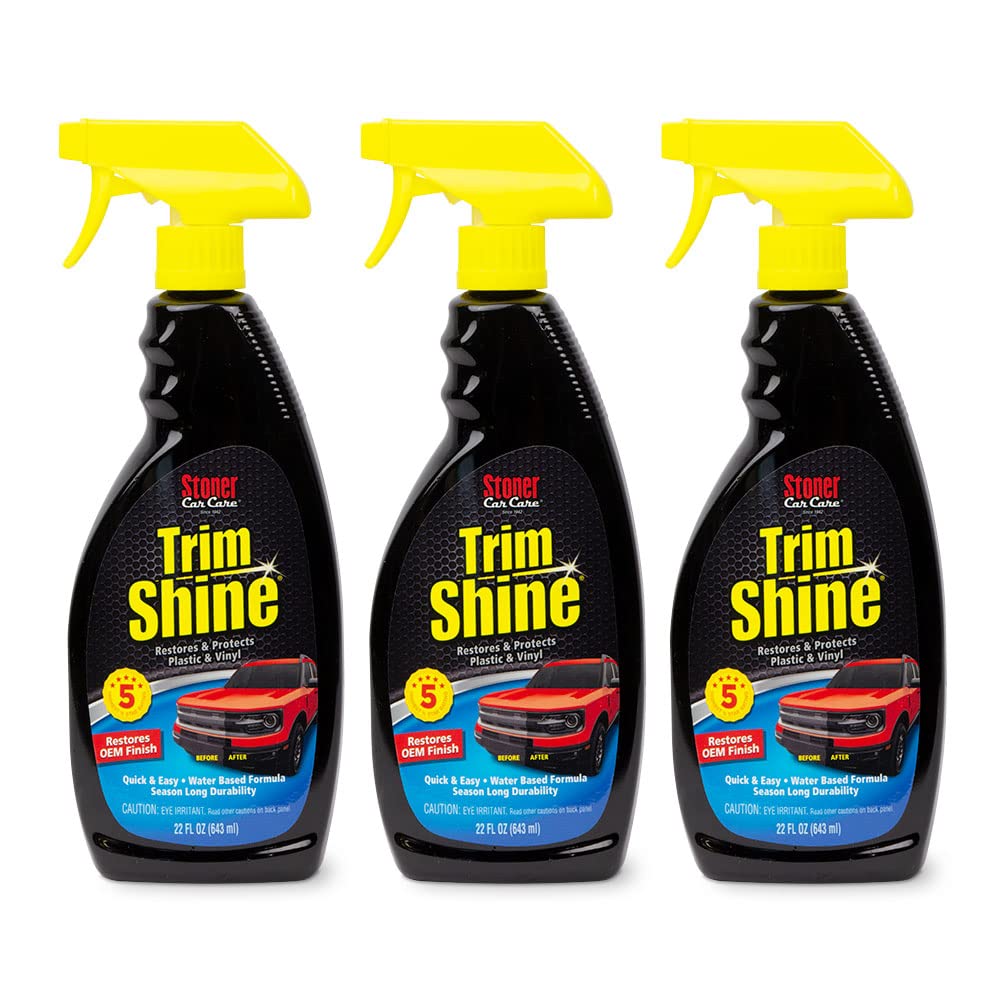 Stoner Car Care 92034-3PK Trim Shine – Vinyl and Plastic Protectant for Interior and Exterior Detailing, Restores OEM Color, Adds Shine, UV and Water Protection – 22 fl oz (Pack of 3) Image