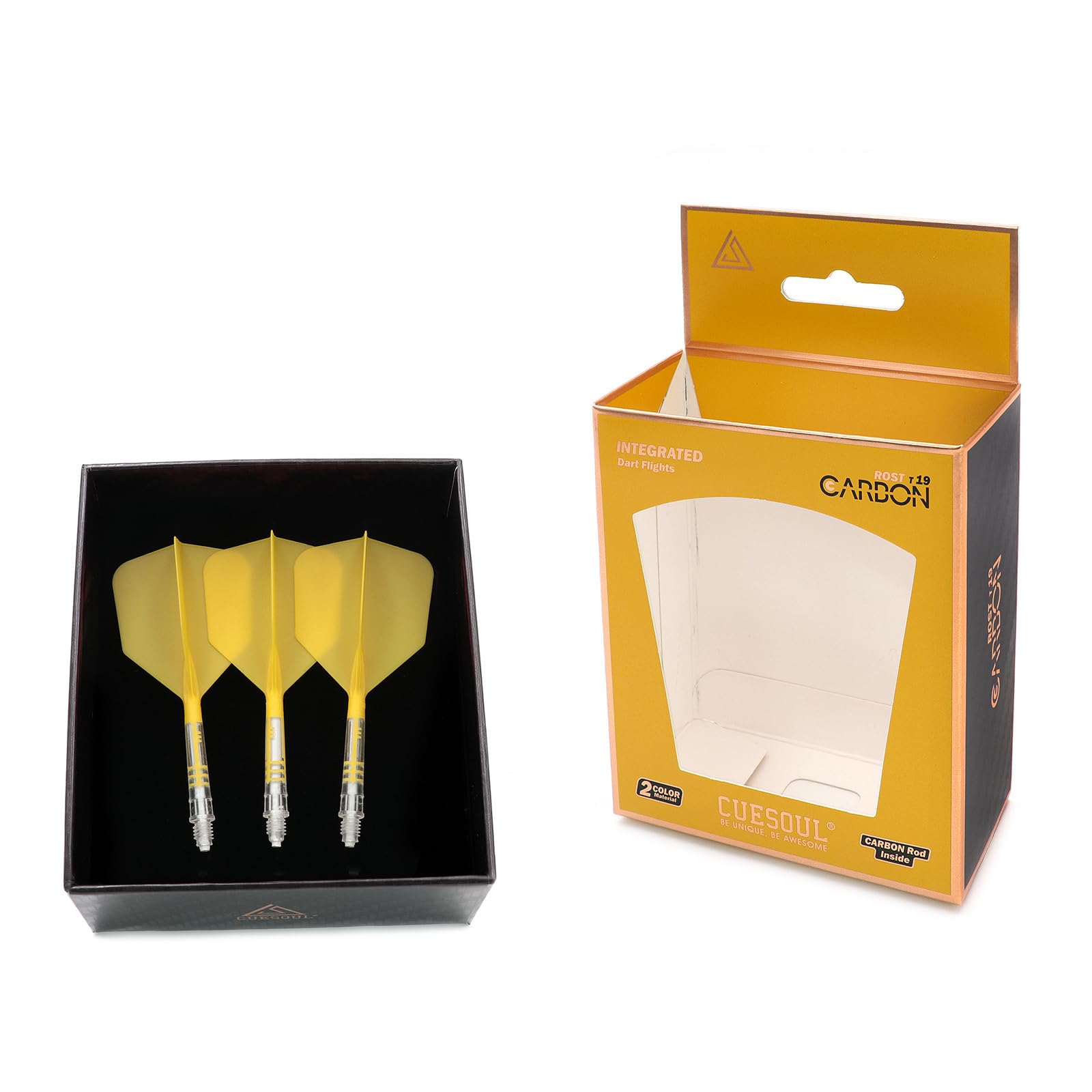 CUESOUL ROST T19 Carbon Integrated Dart Shaft and Flight Big Wing Shape,Set of 3