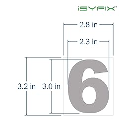 iSYFIX White Vinyl Number 6 (Six) Stickers - 6 Pack