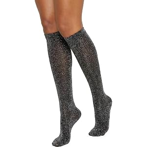 Glamorstar Knee High Socks for Women Glitter Shiny Calf Socks Sparkly Long Socks