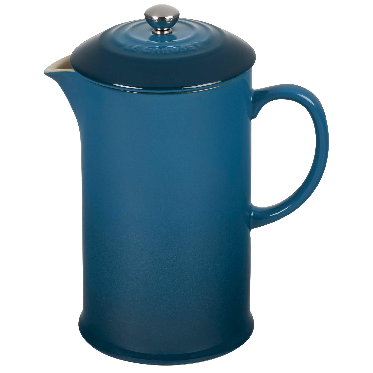 Le Creuset Stoneware Cafetière French Press with Stainless Steel Plunger, 1 Litre, Serves 3-4 Cups, Deep Teal 60706086420003