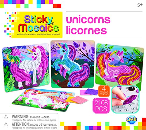 The Orb Factory Sticky Mosaics Unicorns Arts & Crafts, Pink/Teal/Blue/Purple, 12" x 2" x 10.75"