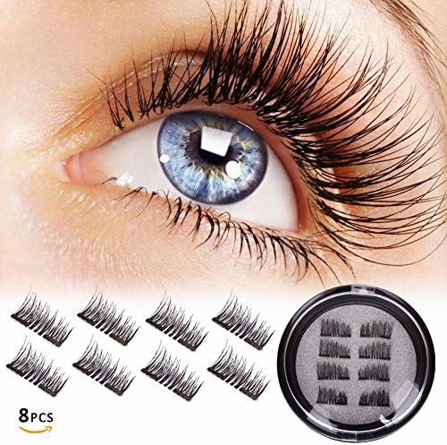 Magnetic False Eyelashes double magnet, No Glue 3D Reusable fashionable Fake lashes, Natural Handmade Extension Fake Eye Lashes, No Glue (0.2mm Ultra Thin, 8pcs)