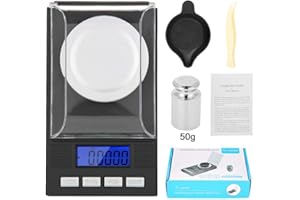 SEMME Digital Milligram Jewelry, LED Digital Display Mini Portable High Precision 0.001g Pocket Jewelry with Calibration Weights Tweezers and Weighing Pans (50g)