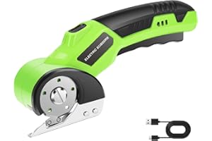 4.2V Rechargeable Cordless Electric Scissors with LED Light & Safety Lock, Self-Sharpening Blade Powerful Cutter for Cardboar