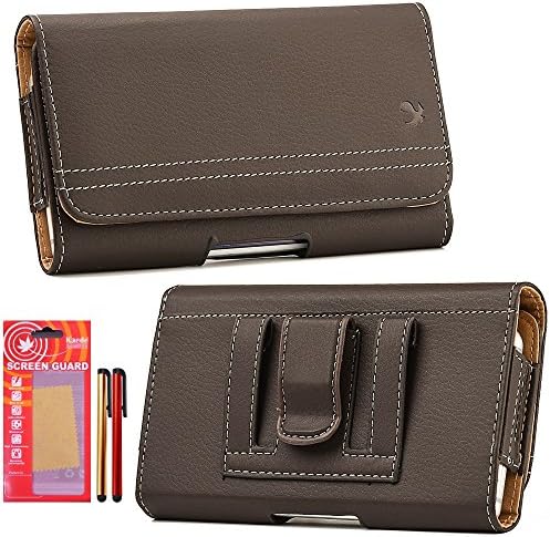 Galaxy S8 Case, Holster Belt with Clip / Loops Belt Pouch Id Card Holder Cover Kaede [Screen Guard] Protector and Two Stylus For [Galaxy S8] (Brown)