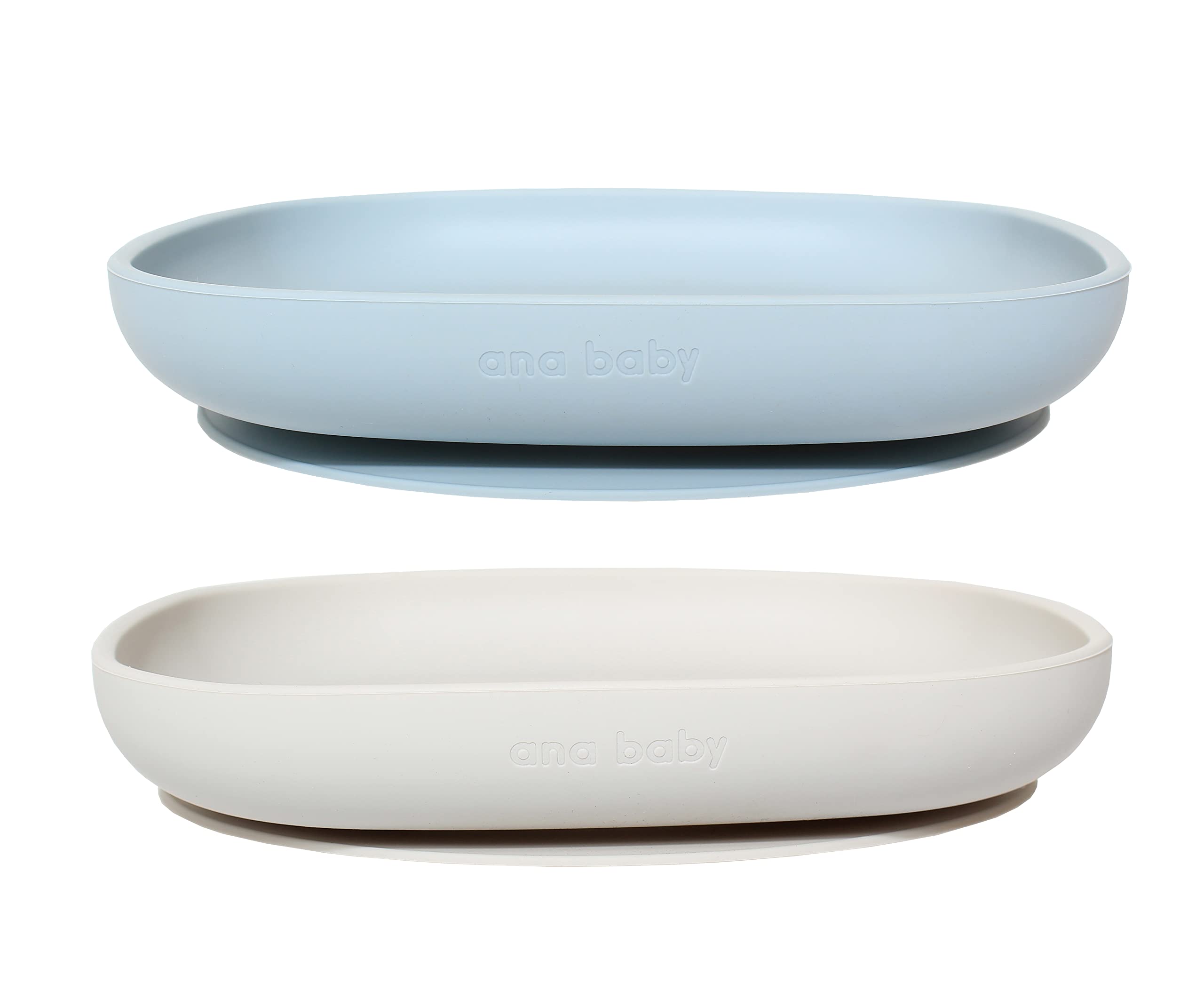 ana baby 2 Pack Silicone Feeding Suction Plates for Babies and Toddlers, BPA Free, Dishwasher, Microwave and Freezer Safe
