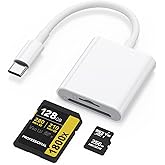 USB C SD Card Reader for iPhone 15/iPad/MacBook/Mac, Type C SD Reader Supports SD and MicroSD Memory Card Adapter, Trail Came