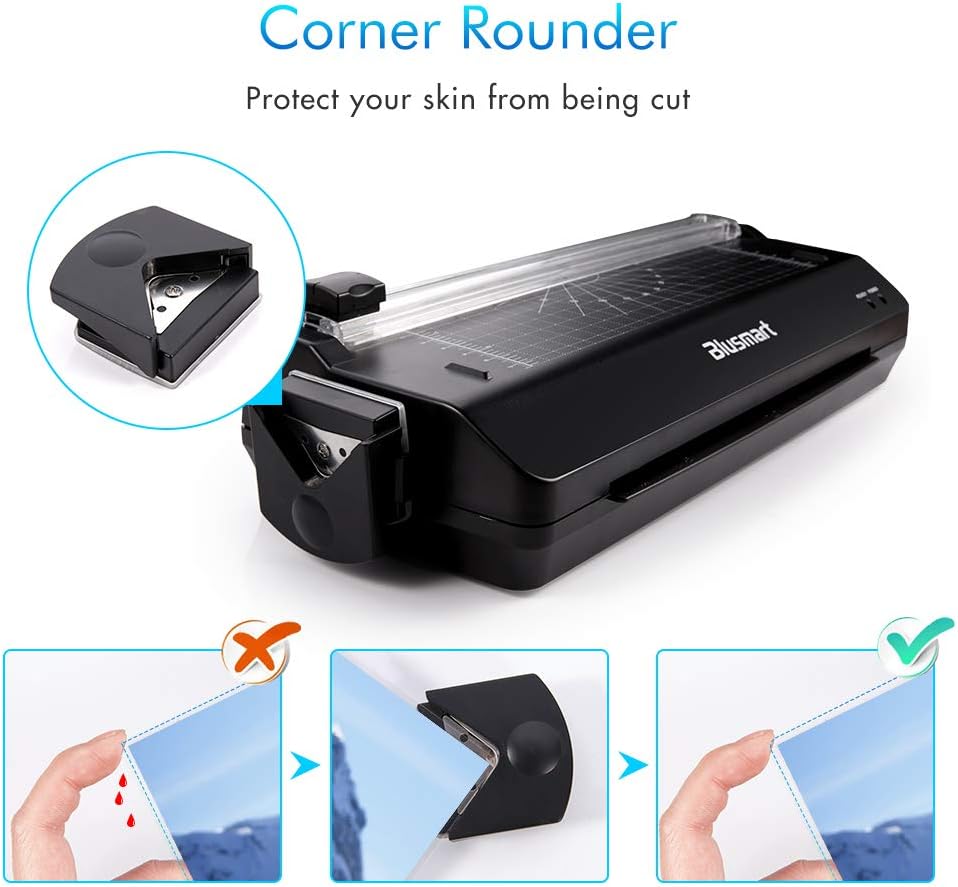 5 in 1 Blusmart Laminator Set, A4, Trimmer, Corner Rounder, 20 Laminating Pouches, Photo Frames, Black : Office Products
