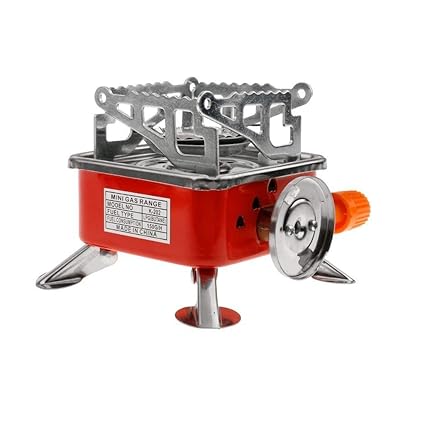Kriva Portable Windproof Square-Shaped Gas Butane Burner (Red)