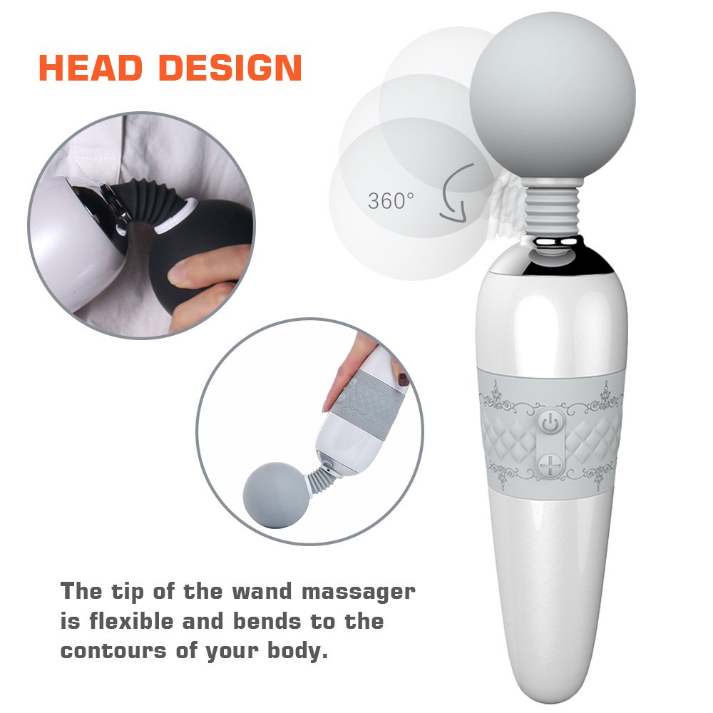 Cordless Magic Therapeutic Wand Massager Handheld - April 14TH 7 Pattern / 4 Speed for Muscle Aches & Sports Recovery, Rechargeable & Waterproof, Travel-Friendly, (Gray-Enhanced Version)