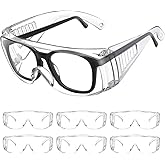 6 Pack Safety Glasses Over Glasses for Men and Women - Clear Anti-Fog Protective Eye Wear