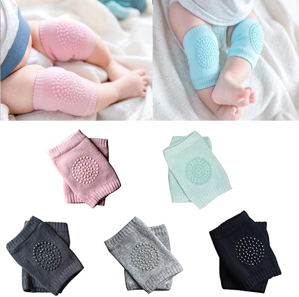Baby Crawling Anti-Slip Knee, Unisex Baby Toddlers Kneepads 5 Pairs: Clothing
