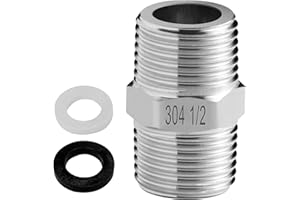 SEKVIRA Shower Hose Adapter-Shower Hose Extension, 1/2 to 1/2 Shower Head Adapter, Used to Connect Two Hoses, 304 Solid Stainless Steel Hose Fitting.