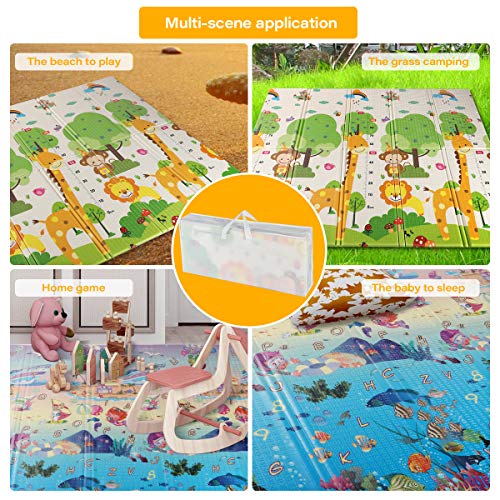 WV-WONDER-VIEW-Baby-Playmat-Crawling-Mat-Folding-Mat-Doble-Side-Portable-Colorful-and-Waterproof-Playmat-for-Kids-Baby-and-Toddler-Thick-Extra-Large-Playmat-79x71x06-inch