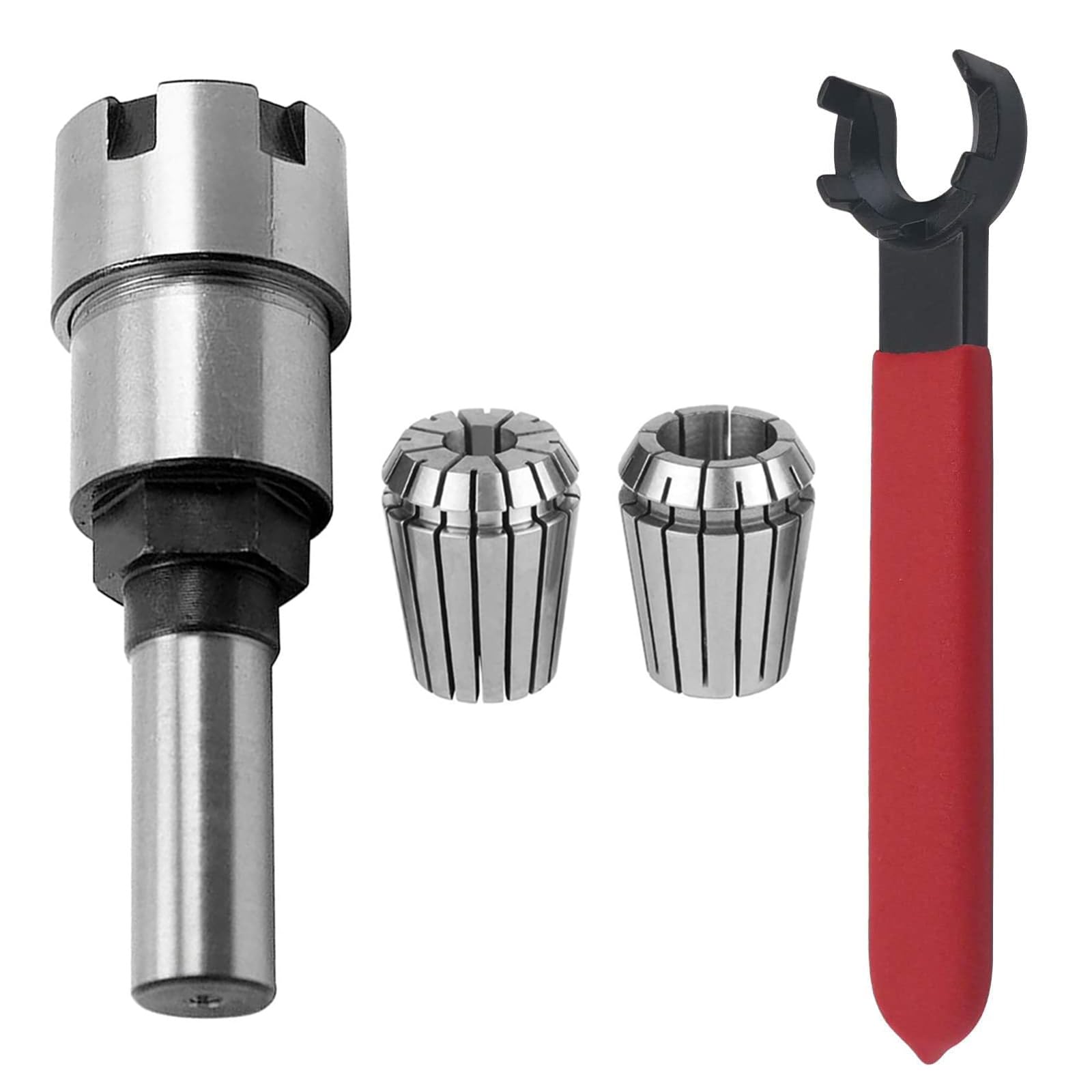 1/4 Inch Shank Router Bit, Collet Extension Chuck Converter Adapter Convert 1/2-Inch & 1/4-Inch Shank Bits with ER20 M Type Spring Collet, Wrench Spanner