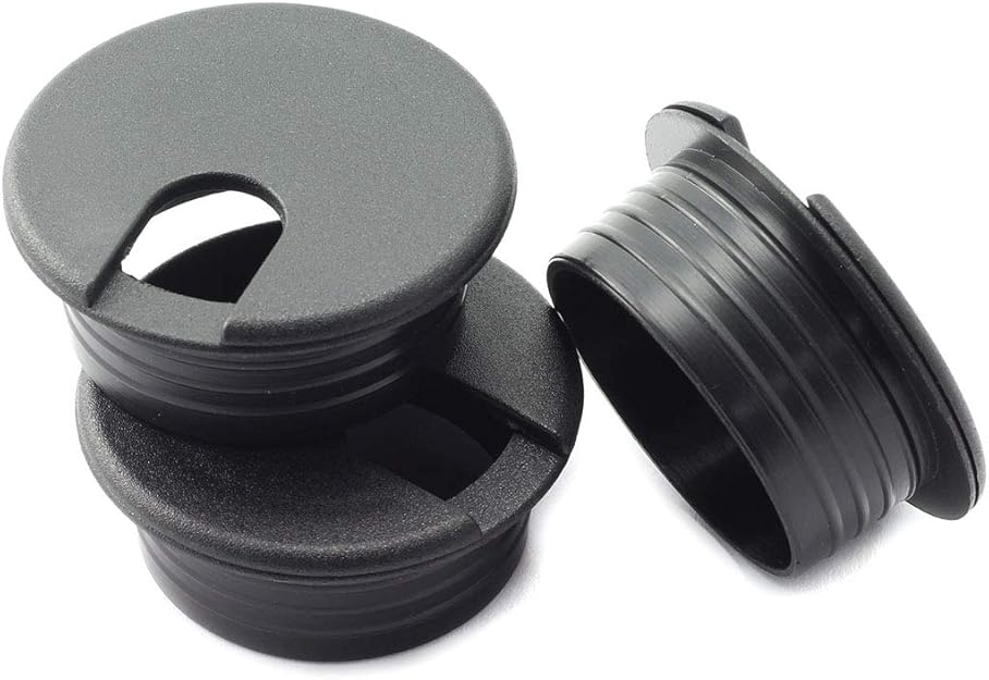SDTC Tech 11/2 inch (38mm) Plastic Desk Cable Cord Hole Cover Grommet Office PC Desk Black Wire