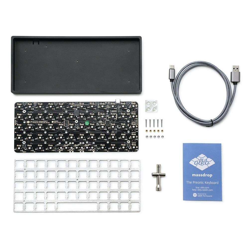 DROP + OLKB Preonic Keyboard MX Kit V3 — Compact Ortholinear Form Factor, Programmable QMK PCBA, Kaihua Hotswap Sockets, USB-C, Anodized Aluminum Case, (Purple)