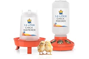 Lil'Clucker 1L Chick Feeder, 1.5L Chicken Waterer - No Leakage Chick Feeder and Waterer Kit, Hanging Baby Chick Waterer, Durable Chicken Water Feeder, Chicken Feeder and Waterer Set, Poultry Waterer