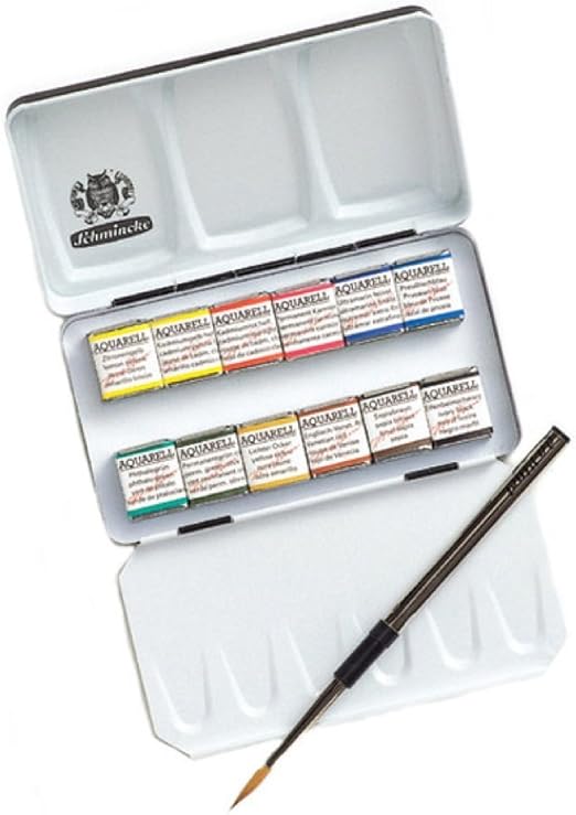 Schmincke : Horadam Watercolour Paint : Metal Set : 12 Half Pans: Amazon.es: Hogar