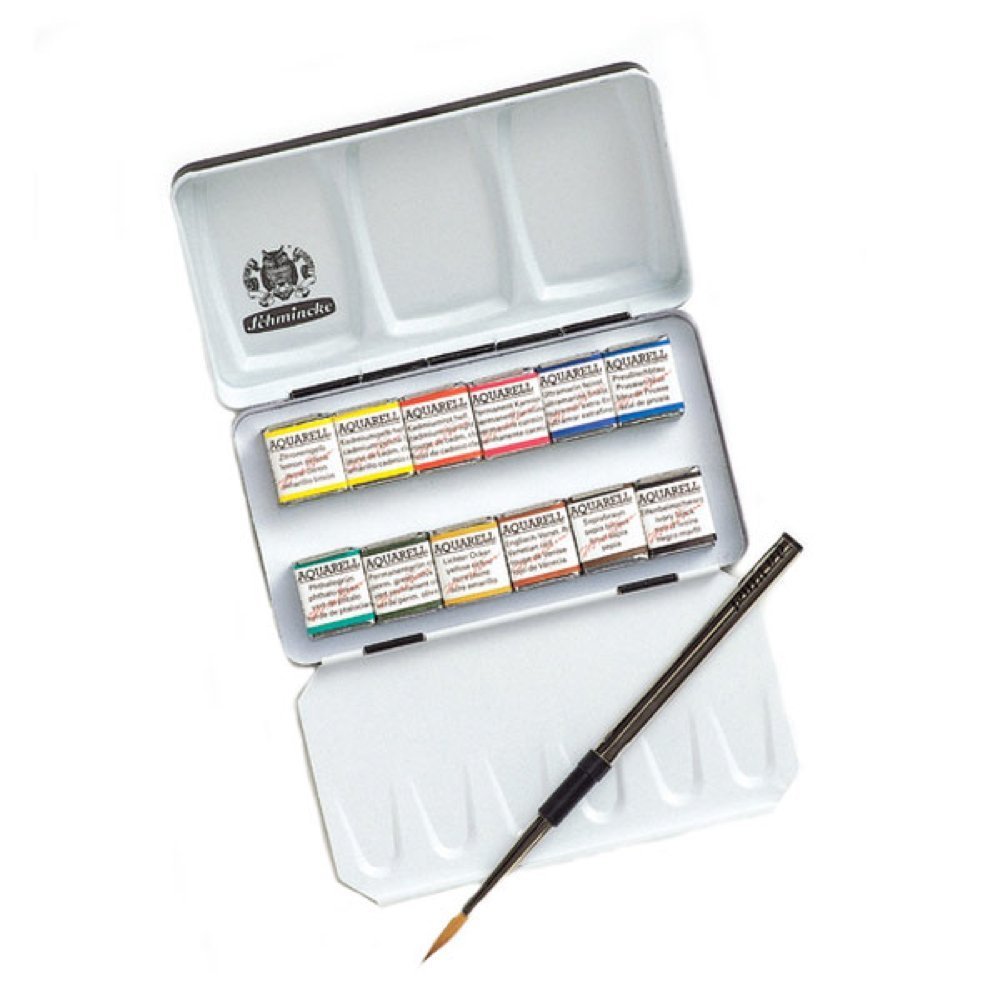 Schmincke : Horadam Watercolour Paint : Metal Set : 12 Half Pans